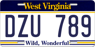 WV license plate DZU789