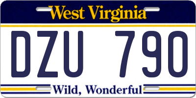 WV license plate DZU790