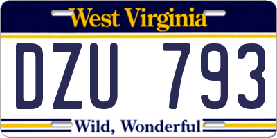 WV license plate DZU793