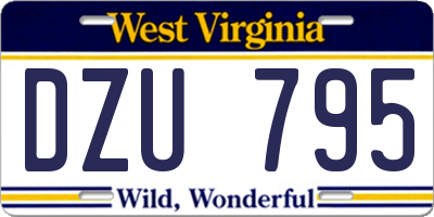 WV license plate DZU795