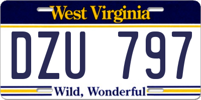 WV license plate DZU797