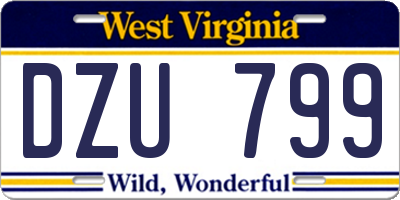 WV license plate DZU799