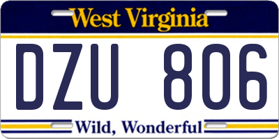 WV license plate DZU806