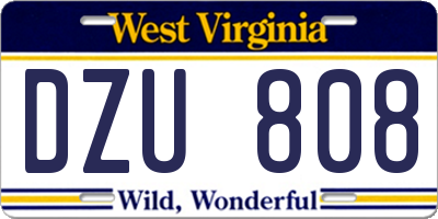 WV license plate DZU808