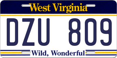 WV license plate DZU809