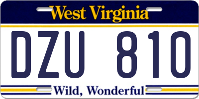 WV license plate DZU810