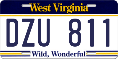 WV license plate DZU811