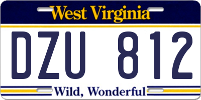 WV license plate DZU812