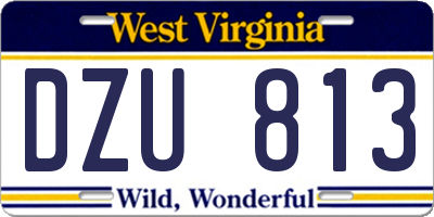 WV license plate DZU813