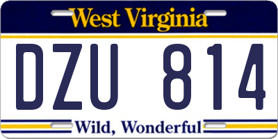 WV license plate DZU814