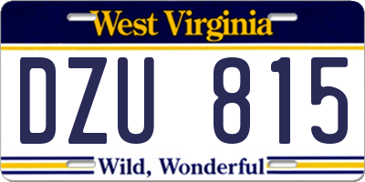 WV license plate DZU815