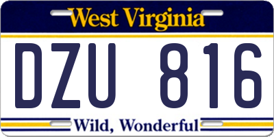 WV license plate DZU816