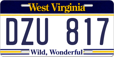 WV license plate DZU817