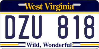 WV license plate DZU818