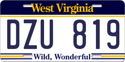 WV license plate DZU819