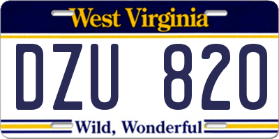 WV license plate DZU820