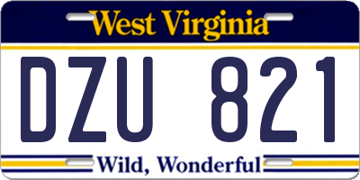 WV license plate DZU821