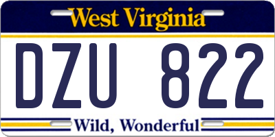 WV license plate DZU822