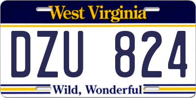 WV license plate DZU824