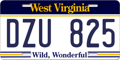 WV license plate DZU825