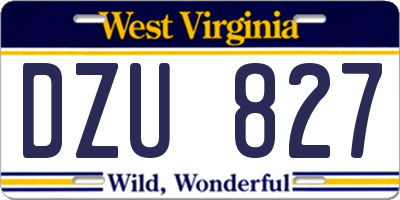 WV license plate DZU827