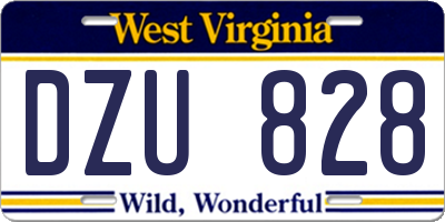 WV license plate DZU828