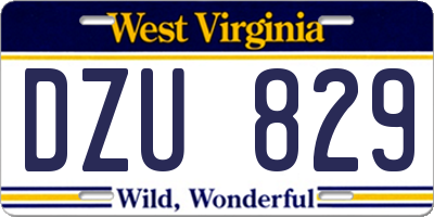 WV license plate DZU829