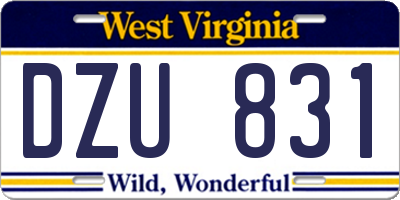 WV license plate DZU831