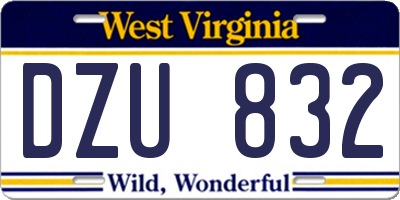 WV license plate DZU832