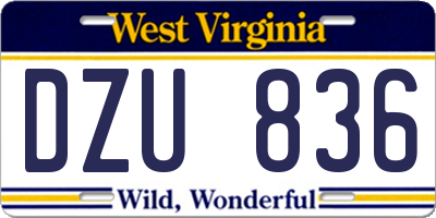 WV license plate DZU836