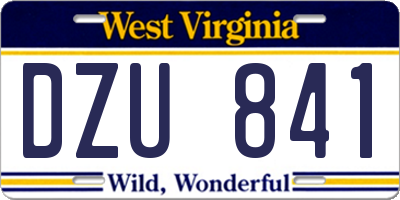 WV license plate DZU841