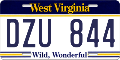 WV license plate DZU844