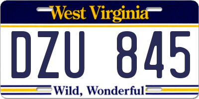 WV license plate DZU845