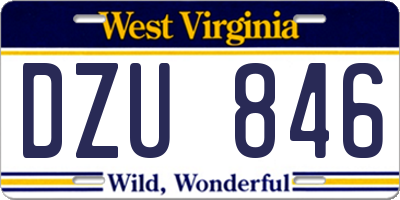 WV license plate DZU846