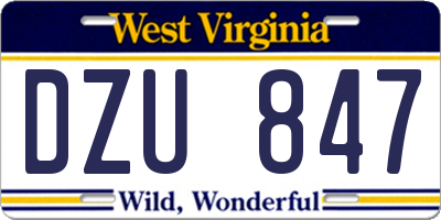 WV license plate DZU847