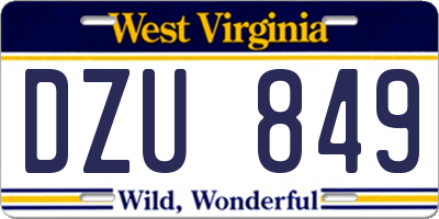 WV license plate DZU849