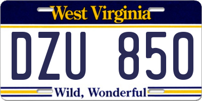 WV license plate DZU850