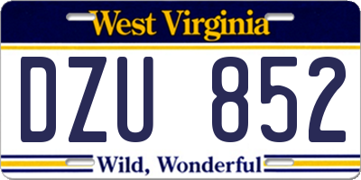 WV license plate DZU852