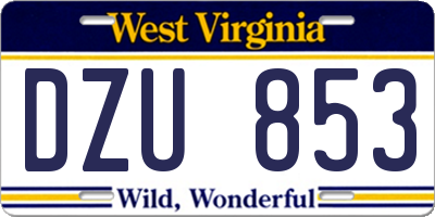 WV license plate DZU853