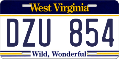 WV license plate DZU854