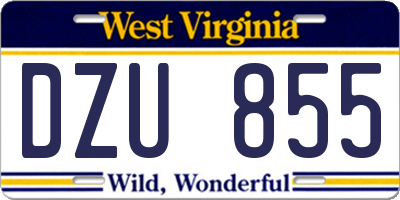 WV license plate DZU855