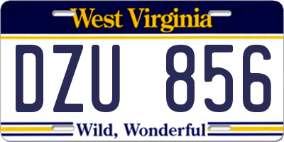 WV license plate DZU856