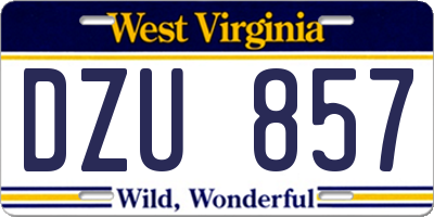 WV license plate DZU857