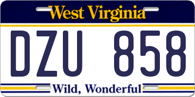 WV license plate DZU858