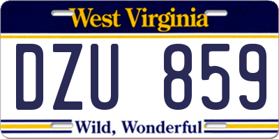 WV license plate DZU859