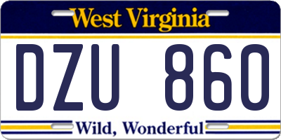 WV license plate DZU860