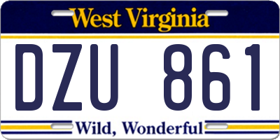 WV license plate DZU861