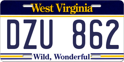 WV license plate DZU862