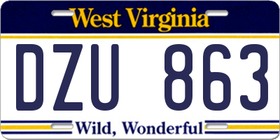 WV license plate DZU863