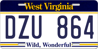 WV license plate DZU864